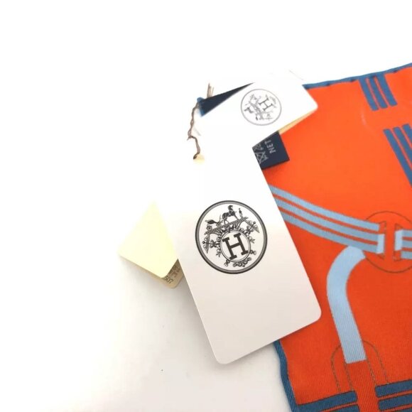 HERMES Pochette 45 Correspondance Carre45 Handkerchiefs Towels Scarf Unused - Picture 4 of 6